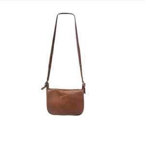 Cognac Leather Vintage Crossbody Bag